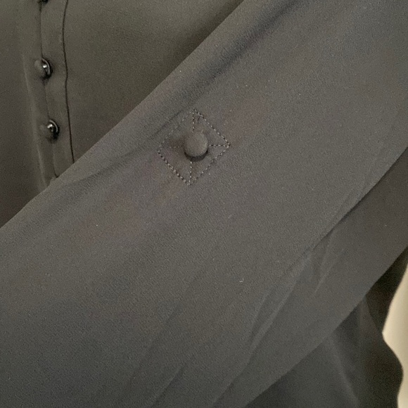 Express Black Portofino V-Neck Button Front Detail Blouse Top Shirt Fall Boho - Picture 12 of 16